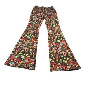 Machine Jeans Womens Mushroom Floral Print Bell Bottom Flare Pants RP19 Black 5